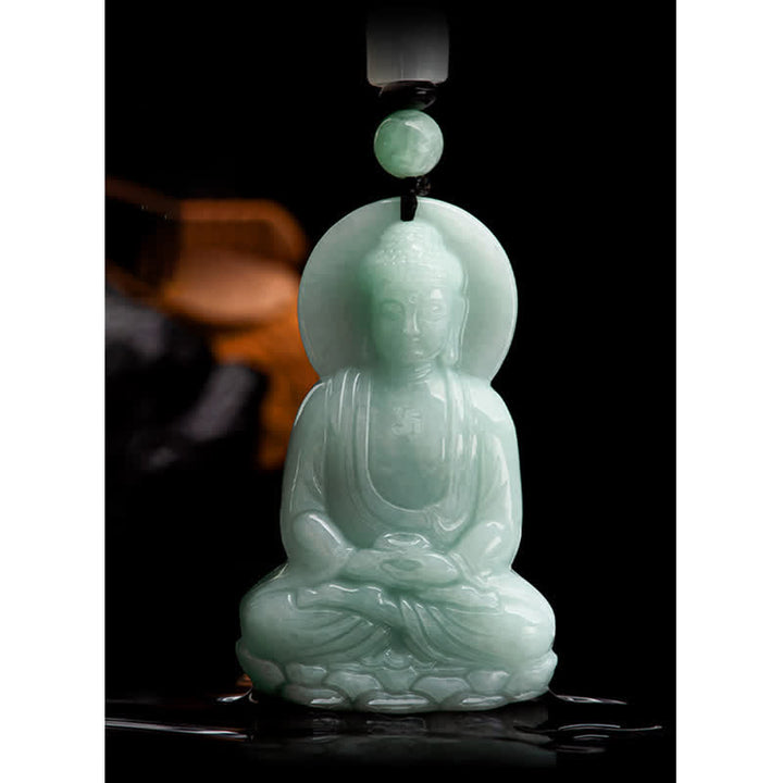 Buddha Stones Amitabha Buddha Jade Amulet Compassion String Necklace - image 13