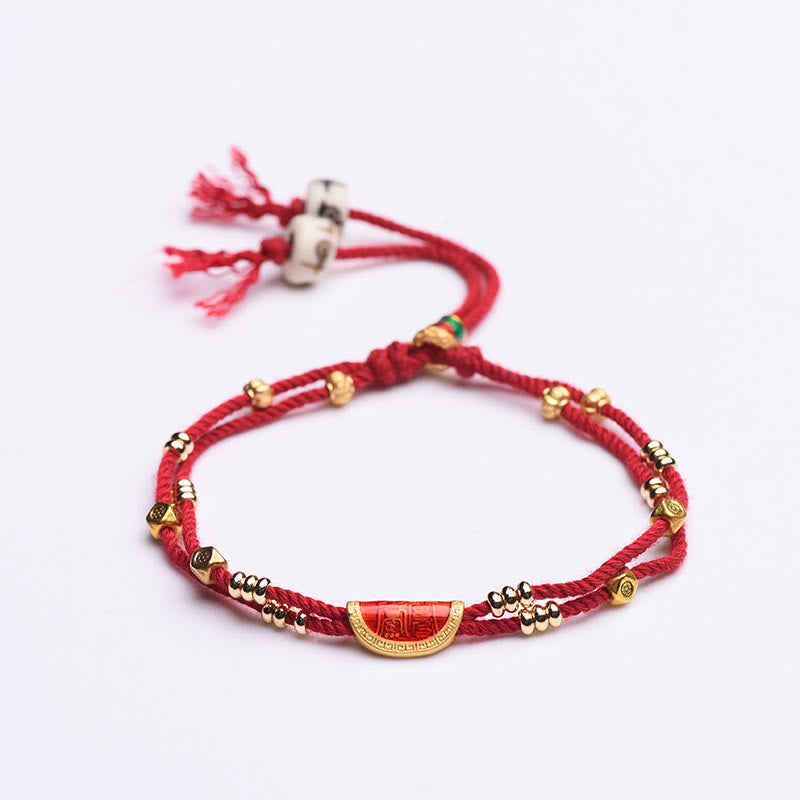 Buddha Stones Handmade Cinnabar Dumplings Design Luck Braided Red Rope Bracelet - image 4