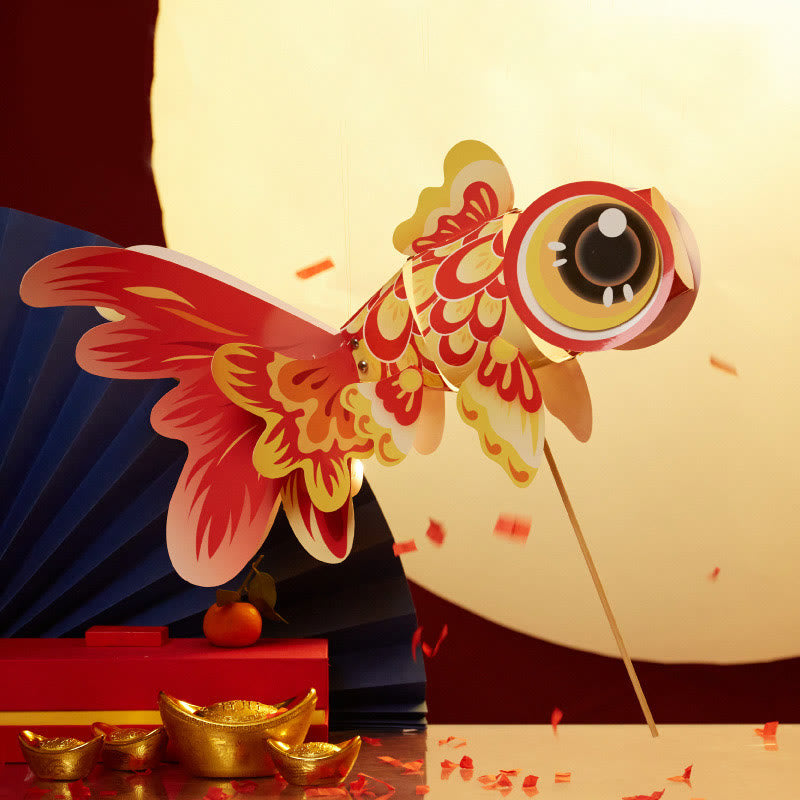 Buddha Stones DIY Fortune Luck Koi Fish Paper Lantern Lamp Mid-Autumn Festival Child Kids Lantern Decoration - DIY Fortune Red Koi Fish - image 2