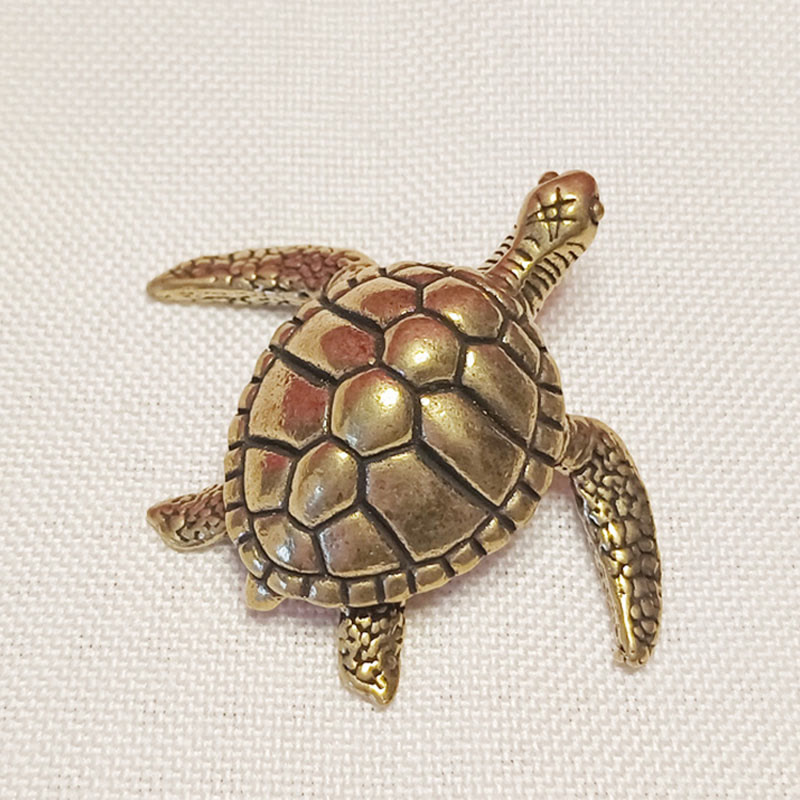 Buddha Stones Mini Small Frog Turtle Koi Fish Snail Crab Copper Wealth Home Decoration - Turtle - image 13