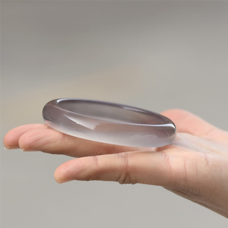 Buddha Stones Natural Gray Chalcedony Harmony Bangle Bracelet - 62-63mm - image 1