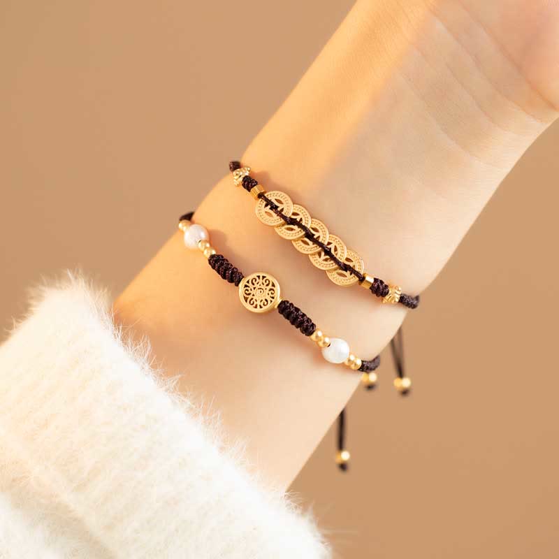 Buddha Stones Copper Coin Fortune Tree Luck Strength Braided Bracelet - 2Pcs(Copper Coin&Fortune Tree) - Brown(Wrist Circumference 14-18cm) - image 19