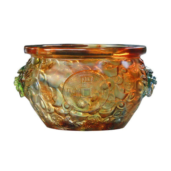 Buddha Stones Handmade Liuli Crystal Treasure Bowl Art Piece Home Decoration - image 18