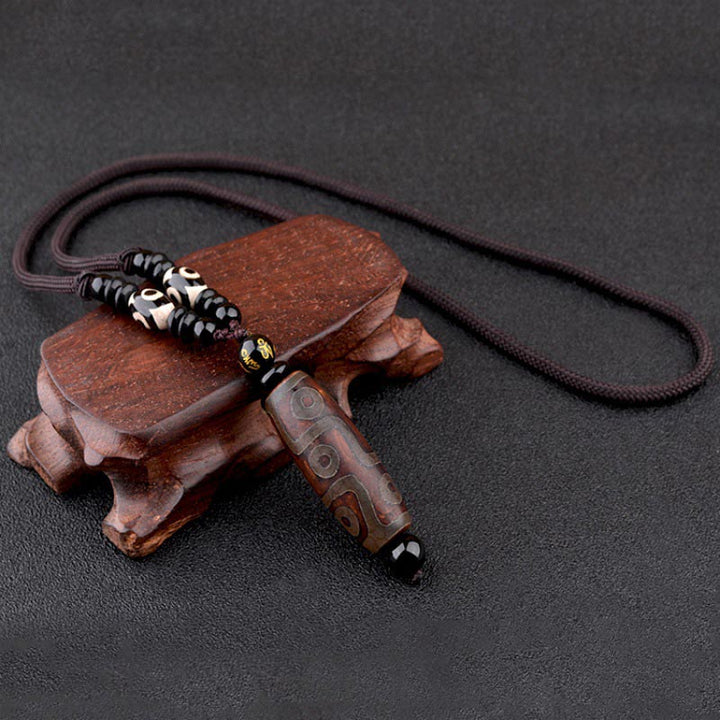 Buddha Stones Nine-Eye Dzi Bead Wealth Protection Necklace - image 8