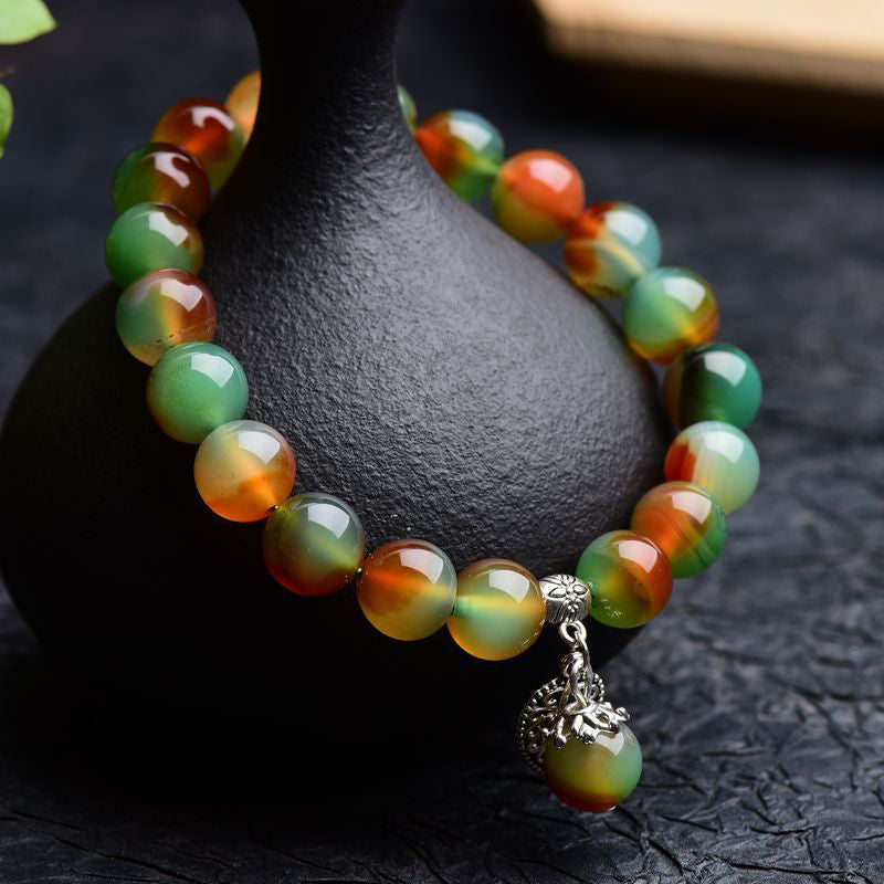 Buddha Stones Tibetan Natural Green Agate Healing Bracelet - 10mm - image 0