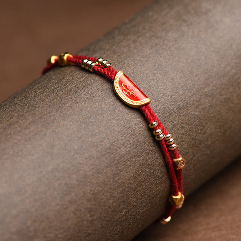 Buddha Stones Handmade Cinnabar Dumplings Design Luck Braided Red Rope Bracelet - image 6