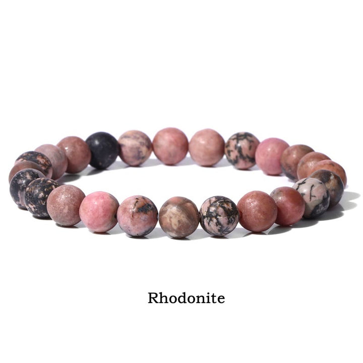 Buddha Stones Natural Stone Quartz Healing Beads Bracelet - 8mm - Rhodonite - image 57