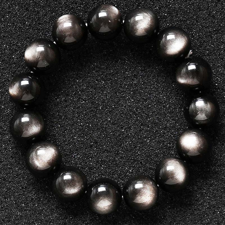 Buddha Stones Natural Silver Sheen Obsidian Soothing Protection Bracelet - image 12
