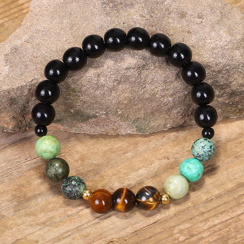 Buddha Stones 108 Mala Beads Natural Stone Tiger Eye Turquoise Protection Strength Bracelet Necklace - image 2