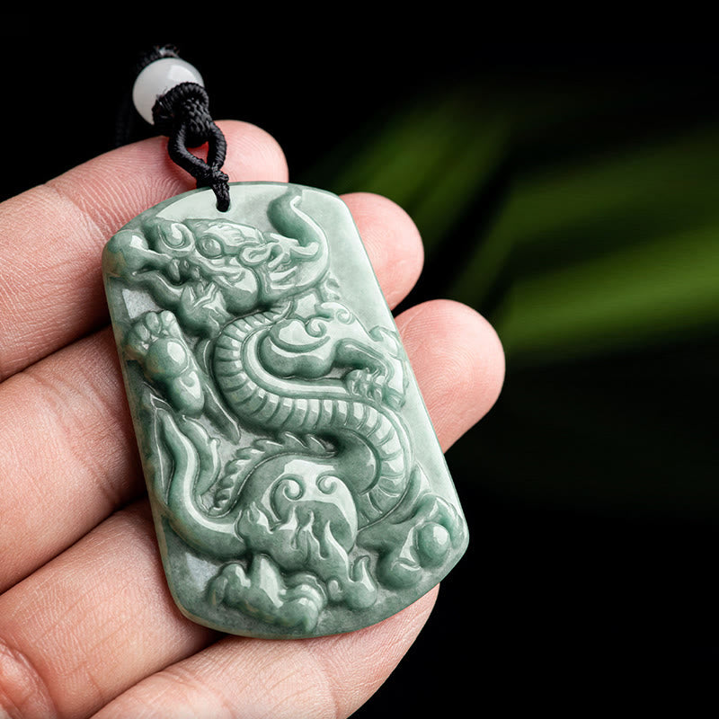 Buddha Stones Year of the Dragon Chinese Zodiac Dragon Jade Success Amulet Necklace Pendant - image 4