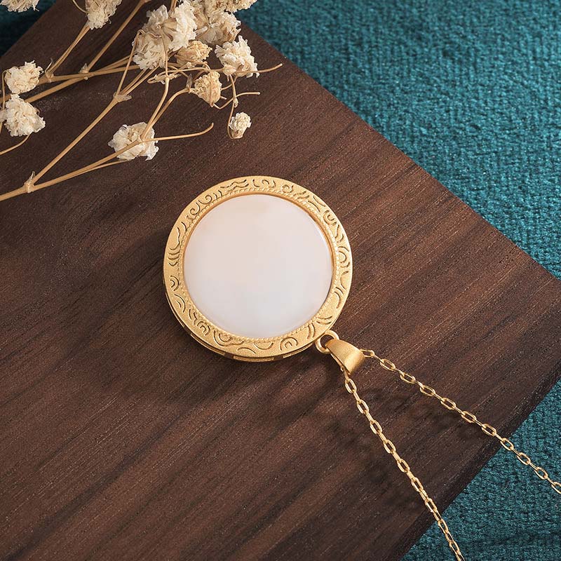 Buddha Stones White Jade Year of the Tiger Blessing Necklace - image 3