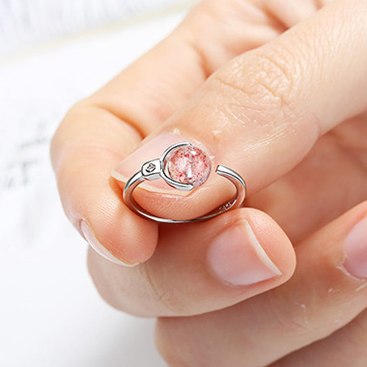 Buddha Stones Pink Crystal Soothing Rotation Ring - image 3