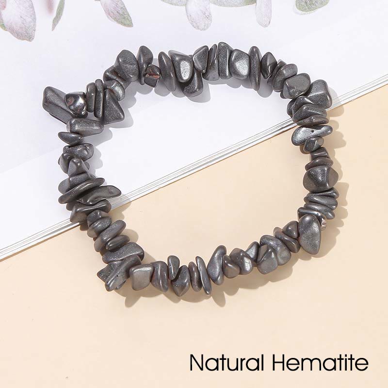 Natural Irregular Shape Crystal Stone Warmth Soothing Bracelet - Natural Hematite - image 54
