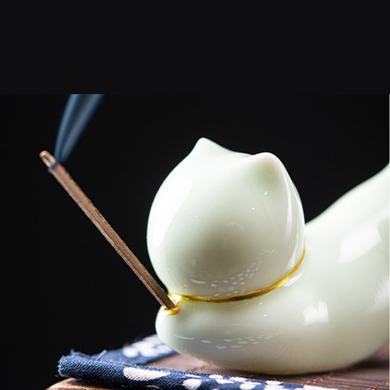 Lovely Cat Panda Ceramic Blessing Incense Burner Decoration - image 11