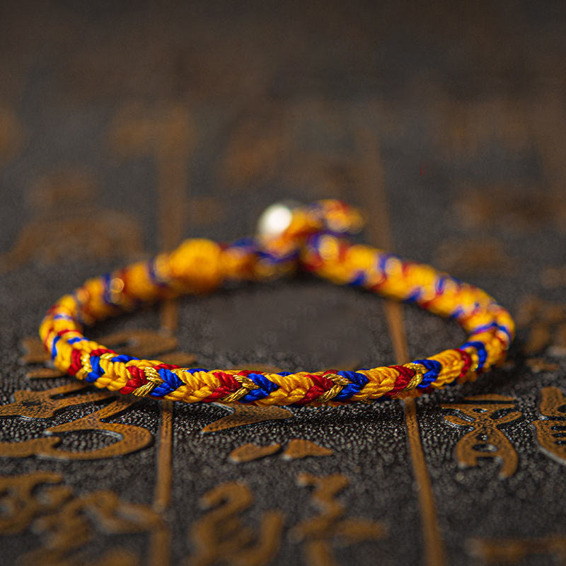 Buddha Stones "May you be good fortune and success" Lucky Multicolored Bracelet - Orange Red Blue - 19cm - image 0
