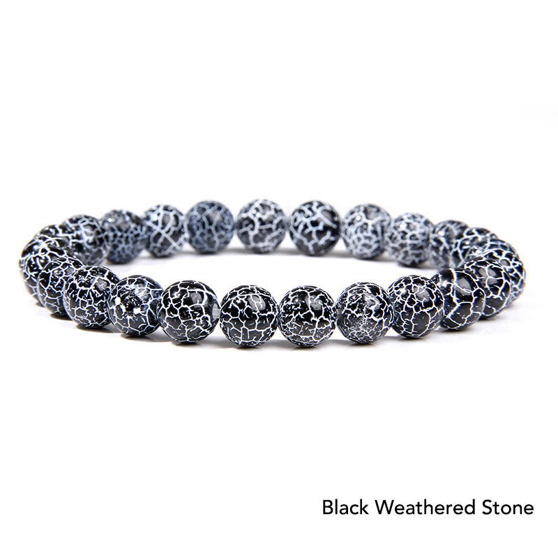 Natural Agate Stone Crystal Balance Beaded Bracelet - Black Weathered Stone - image 58