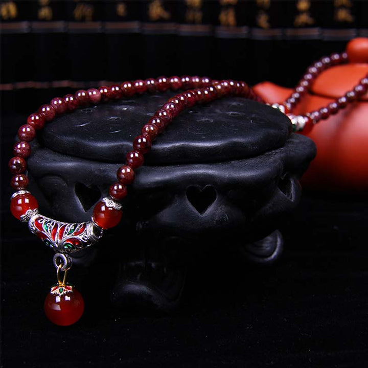 Buddha Stones Natural Garnet Red Agate Blessing Healing Bracelet Necklace Pendant - image 4