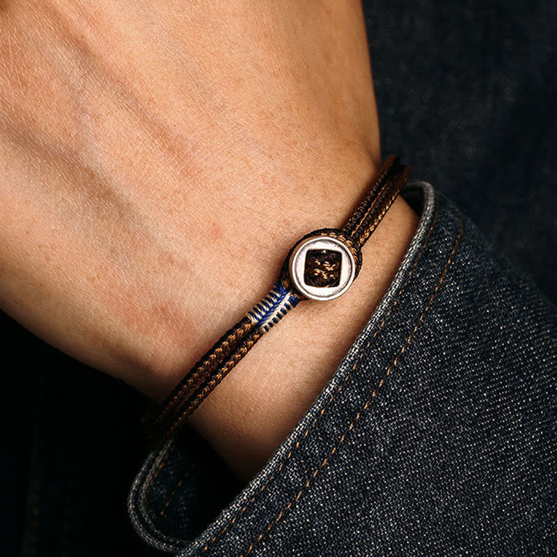 Buddha Stones  925 Sterling Silver Handmade Button Protection Weave String Bracelet - image 7