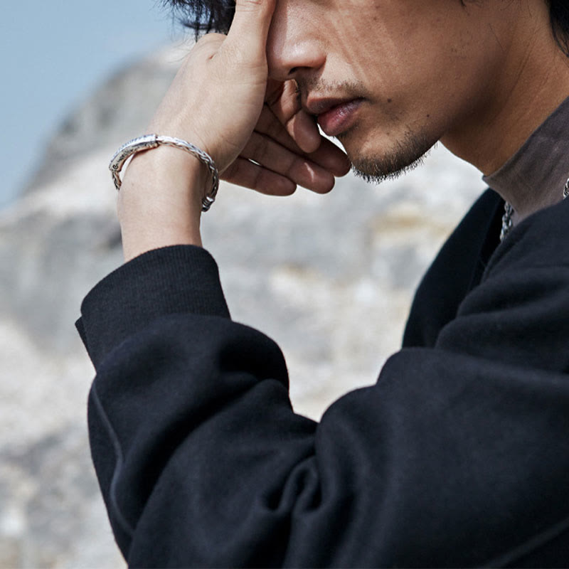 Buddha Stones Tibet Om Mani Padme Hum Engraved Focus Cuff Bracelet Bangle - image 10