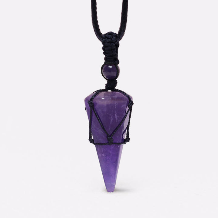Buddha Stones Natural Stone Pointed Pendant Necklace - Amethyst - image 10