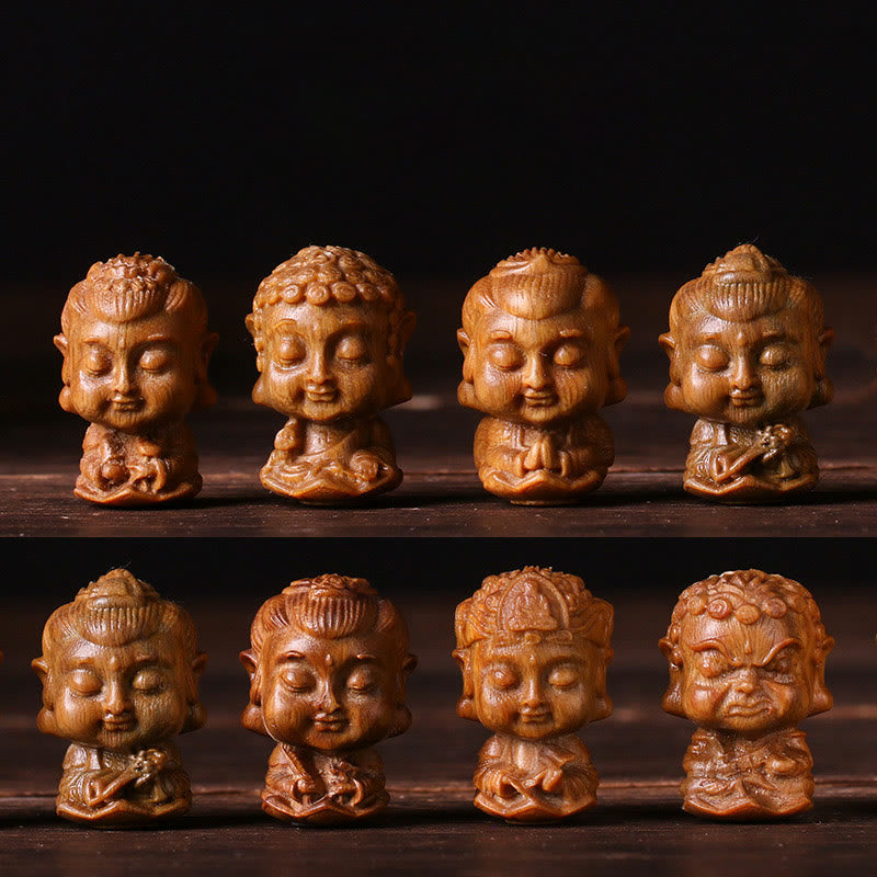 Buddha Stones Chinese Zodiac Natal Buddha Green Sandalwood Lotus Engraved Positive Home Decoration - image 1
