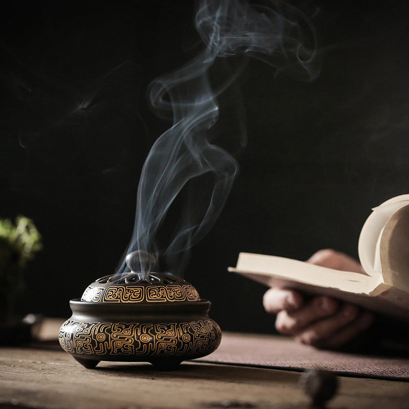 Dragon Floral Pattern Backflow Smoke Fountain Ceramic Meditation Incense Burner Decoration - image 5