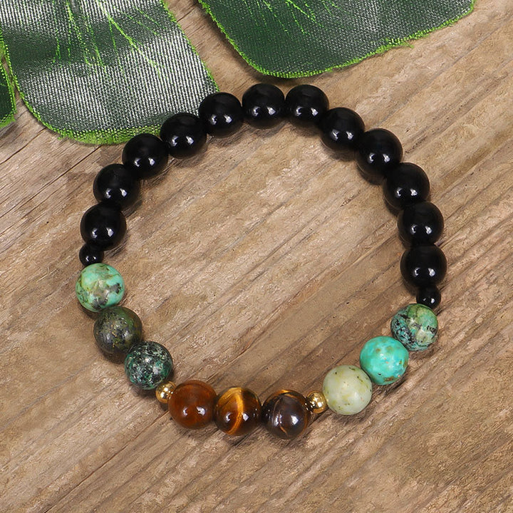 Buddha Stones 108 Mala Beads Natural Stone Tiger Eye Turquoise Protection Strength Bracelet Necklace - Bracelet - image 1