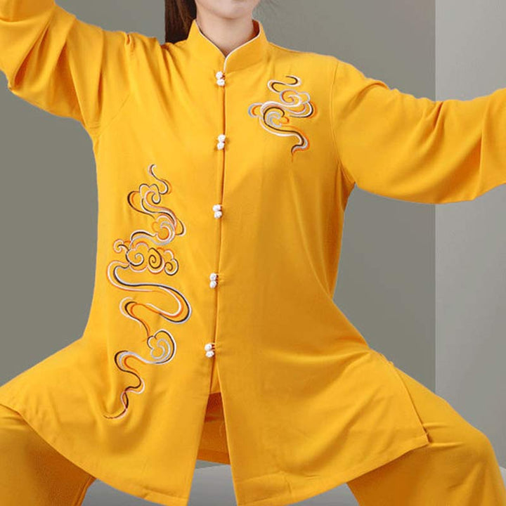 Buddha Stones Auspicious Clouds Embroidery Meditation Prayer Spiritual Zen Tai Chi Qigong Practice Unisex Clothing Set - image 11