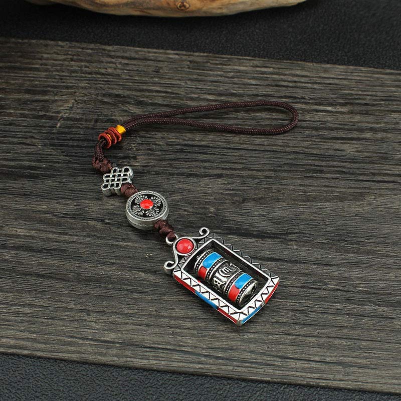 Buddha Stones Six True Words Prayer Wheel Rotation Knot Blessing Keychain Decoration - image 12