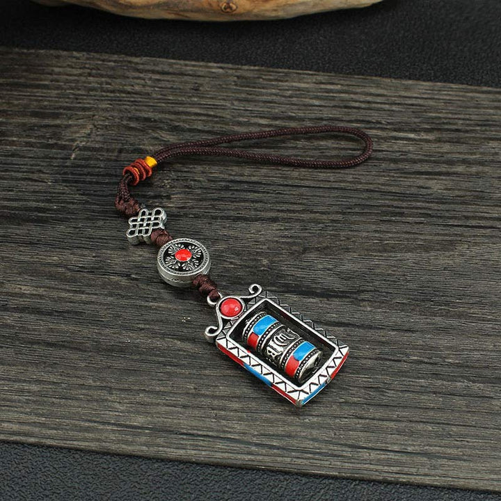 Buddha Stones Six True Words Prayer Wheel Rotation Knot Blessing Keychain Decoration - image 12