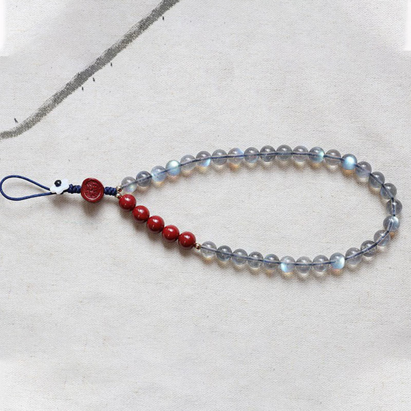 Natural Moonstone Cinnabar Calm Positive Phone Decoration - image 7