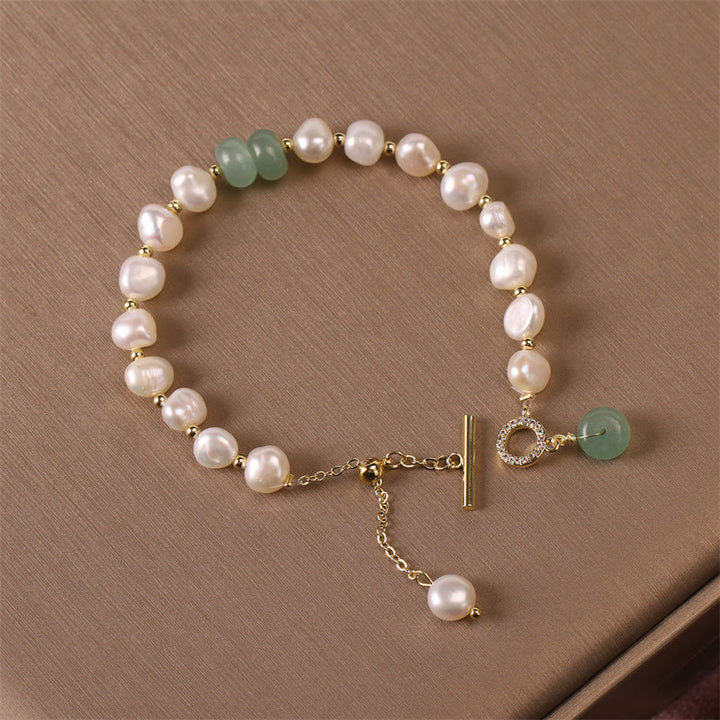 Buddha Stones Pearl Green Strawberry Quartz Bead Healing Chain Bracelet - image 7