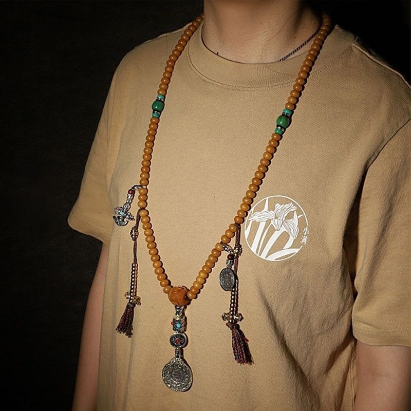 Buddha Stones Tibet 108 Mala Beads Bodhi Seed Bagua Vajra Wealth Bracelet - image 3