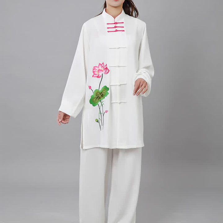 Buddha Stones Lotus Flower Leaf Pattern Tai Chi Meditation Prayer Spiritual Zen Practice Clothing Women's Set - image 13