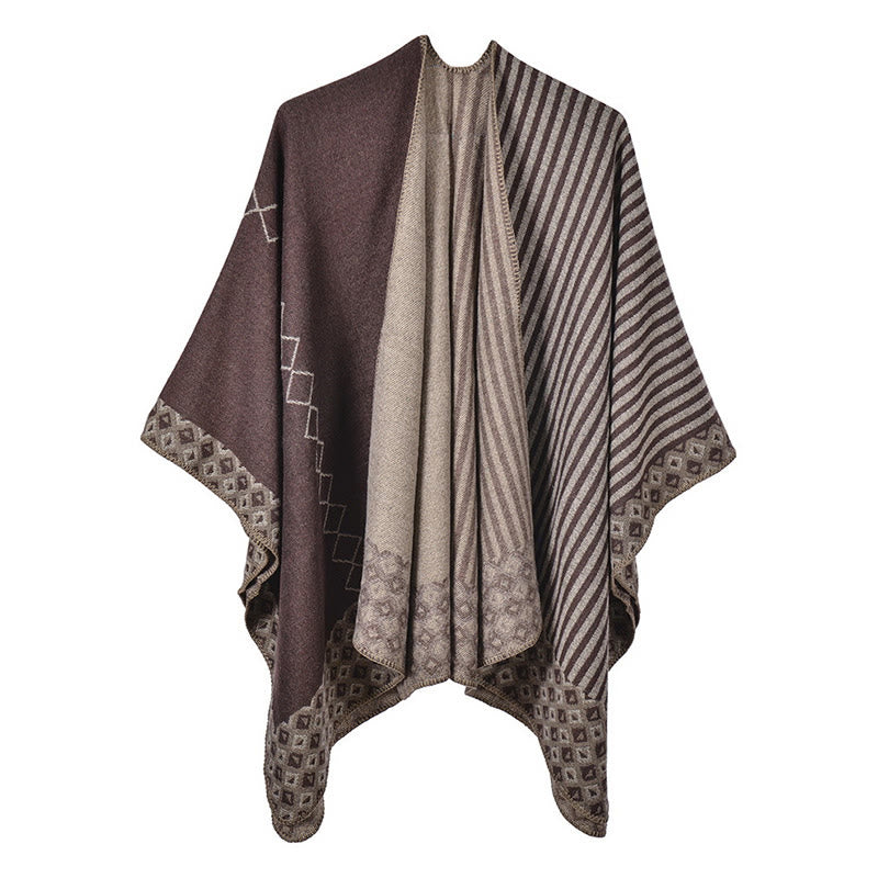 Buddha Stones Tibetan Shawl Striped Diamond Pattern Winter Warm Soft Scarf - Brown BurlyWood - image 24