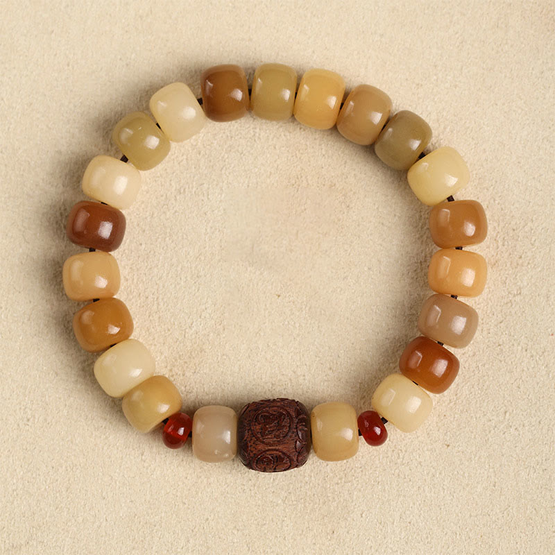Buddha Stones Natural Bodhi Seed The Lord of the Corpse Forest Om Mani Padme Hum Wisdom Bracelet - Bodhi Seed&Small Leaf Red Sandalwood Om Mani Padme Hum - image 4