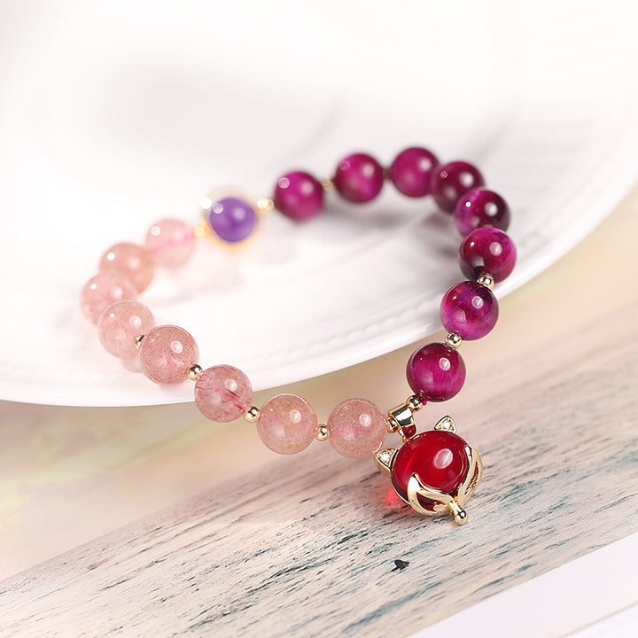 Buddha Stones Natural Strawberry Quartz Pixiu Love Bracelet - image 3