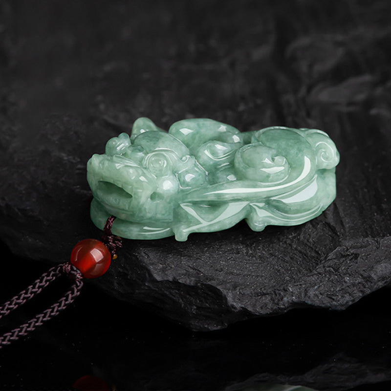 Buddha Stones Jade PiXiu Wealth Luck String Necklace Pendant - image 1