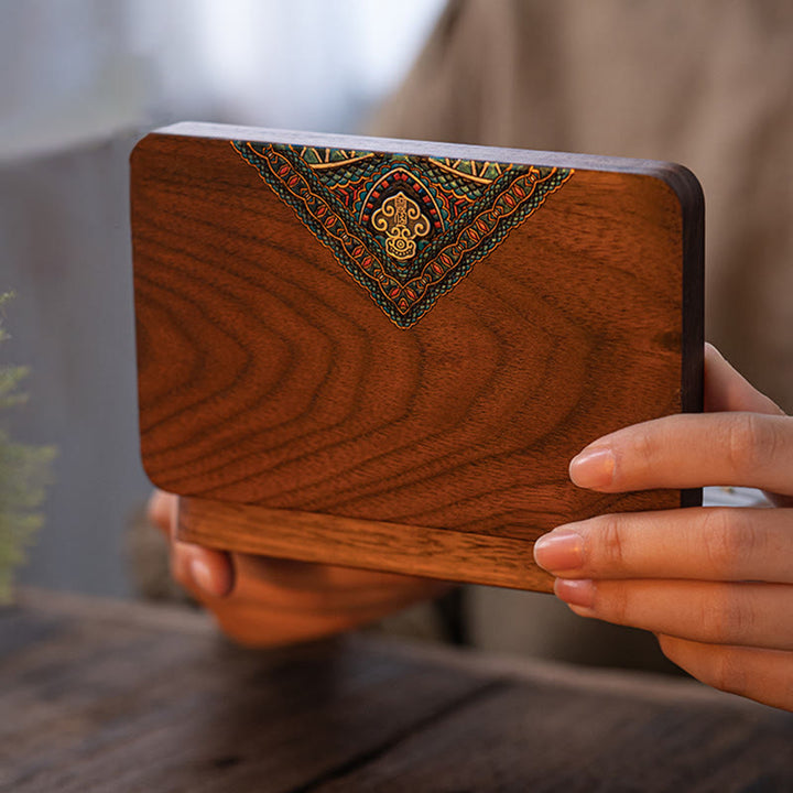 Vintage Handmade Black Walnut Wood Jewelry Storage Box Wooden Gift Box - Black Walnut Wood 15*9.5*3.7cm - image 0