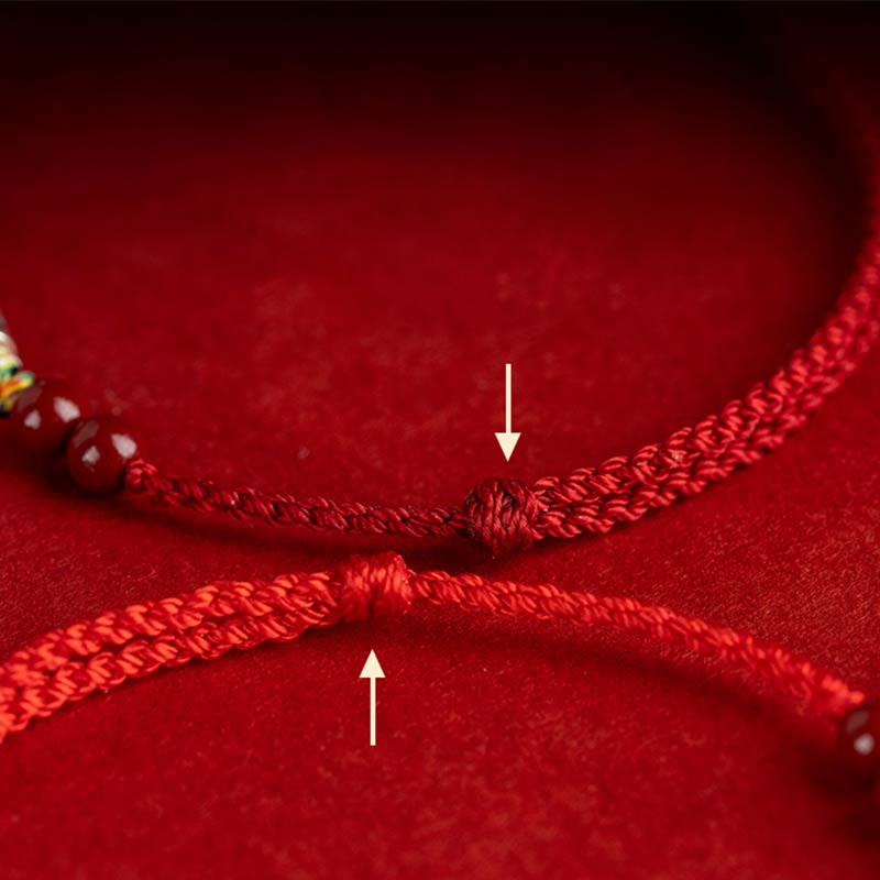 Buddha Stones 925 Sterling Silver Koi Fish Cinnabar Bead Wealth Handcrafted Braided Bracelet Anklet - image 16