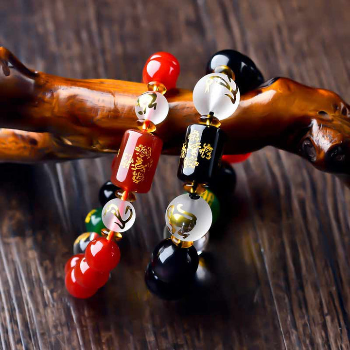 Buddha Stones Chinese Zodiac Feng Shui Obsidian Five-Element Wealth Porsperity Bracelet - image 10