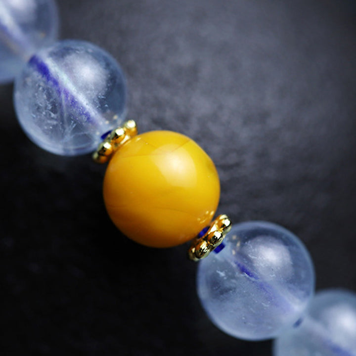 Buddha Stones Aquamarine Red Agate Peace Gourd Charm Bracelet - image 11