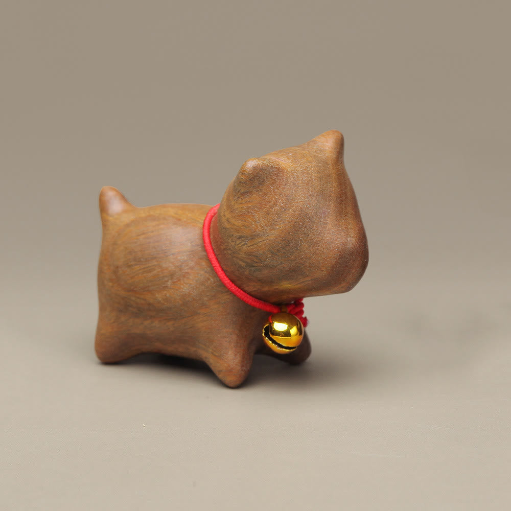 Buddha Stones Green Sandalwood Small Leaf Red Sandalwood Cute Cat Animals Soothing Peace Decoration - Green Sandalwood Little Dog - image 20