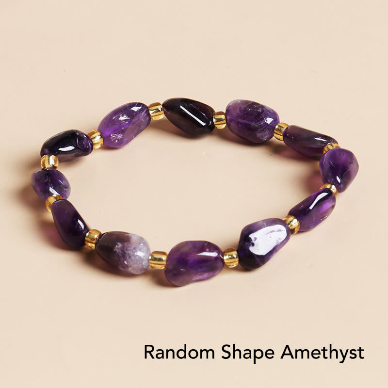 Buddha Stones Natural Irregular Shape Stone Crystal Meditation Balance Bracelet - Random Shape Amethyst - image 35