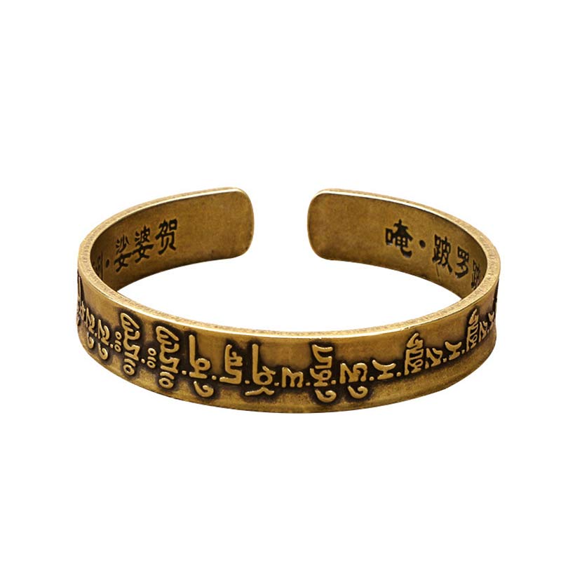 Buddha Stones Tibetan Mahāpratisarā Mantra Sanskrit Copper Brass Healing Bracelet Bangle - image 4
