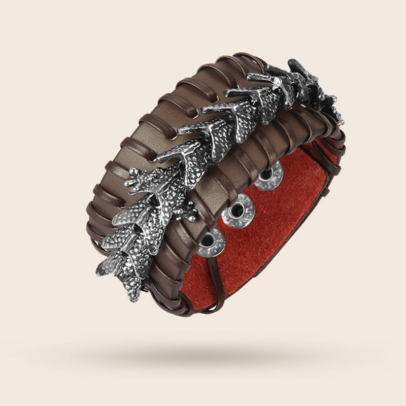 Buddha Stones Dragon Leather Protection Weave Bracelet - image 4