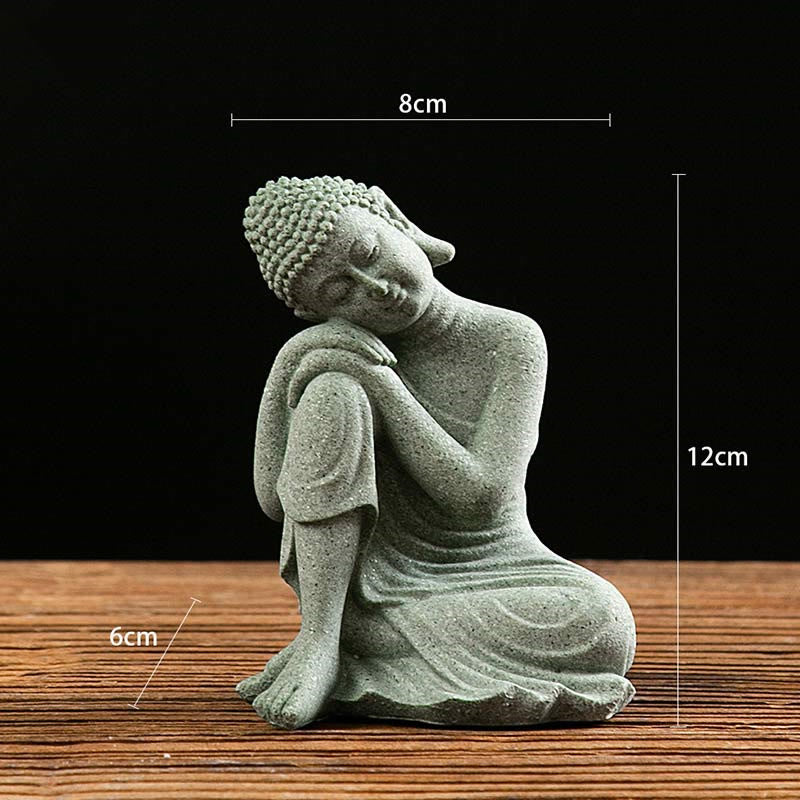 Buddha Stones Tibetan Meditation Contemplation Buddha Serenity Compassion Statue Figurine Decoration - Contemplation 8*6*12cm - image 1