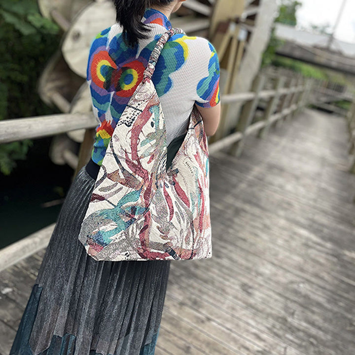 Buddha Stones Handmade Embroidery Pattern Canvas Shoulder Bag Tote Bag Set - image 8