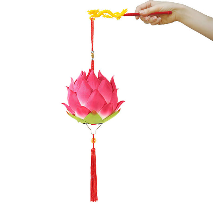 Buddha Stones DIY Lotus Flower Dragon Lantern Tassel Lamp Decoration - image 12