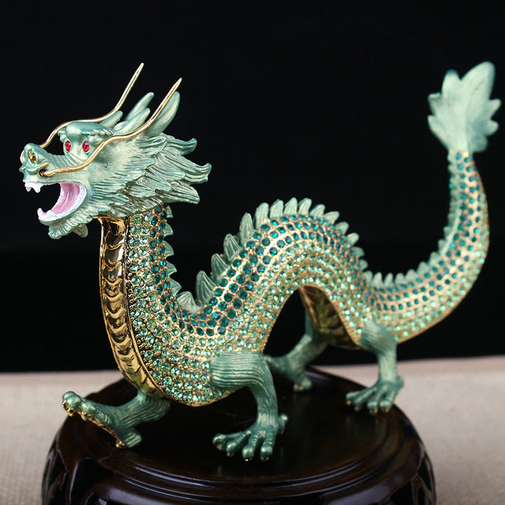 Buddha Stones Handmade Feng Shui Dragon Luck Success Home Decoration - Green - image 14